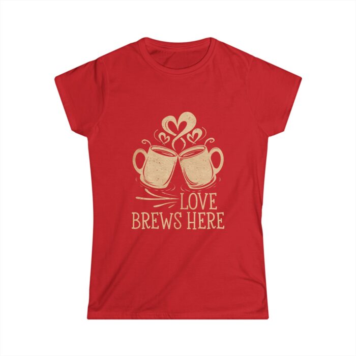 Love Brews Here Women's T-Shirt | Rustic Coffee Lovers Shirt | Romantic Valentine's Gift Tee - Image 6