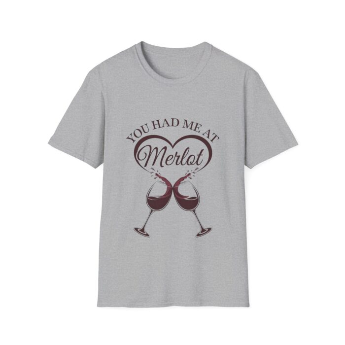 Funny Wine Lover T-Shirt Design - You Had Me At Merlot Heart And Wine Glasses Graphic Tee Gift For Wine Enthusiasts - Image 6