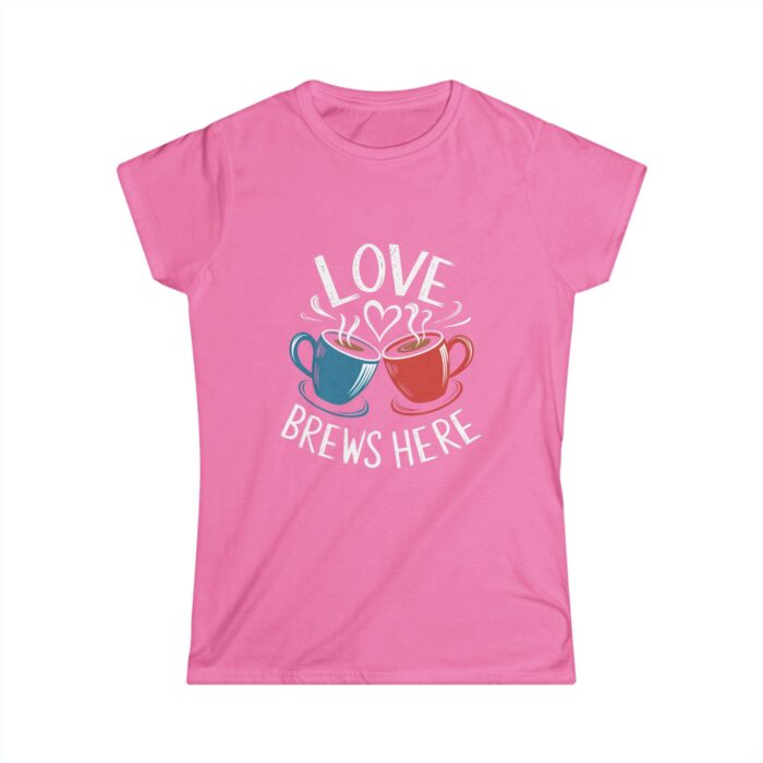 Love Brews Here Women's T-Shirt | Cute Coffee Lovers Valentine's Day Shirt | Romantic Couple Gift Tee - Image 5