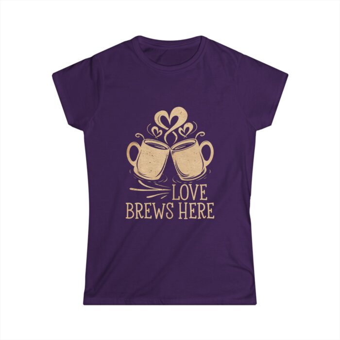 Love Brews Here Women's T-Shirt | Rustic Coffee Lovers Shirt | Romantic Valentine's Gift Tee - Image 5