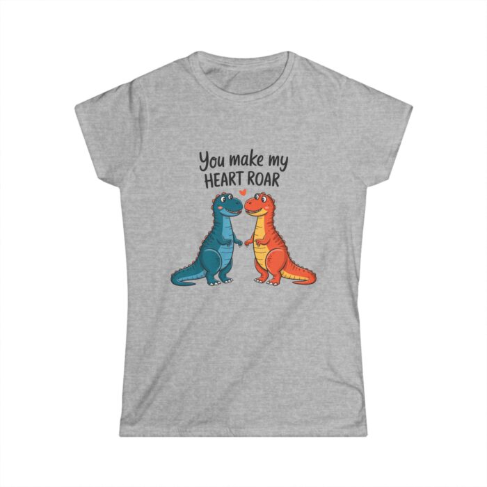 Heart Roar Dinosaur Women's T-Shirt - Romantic Women's Valentine's Day Tee - Image 2