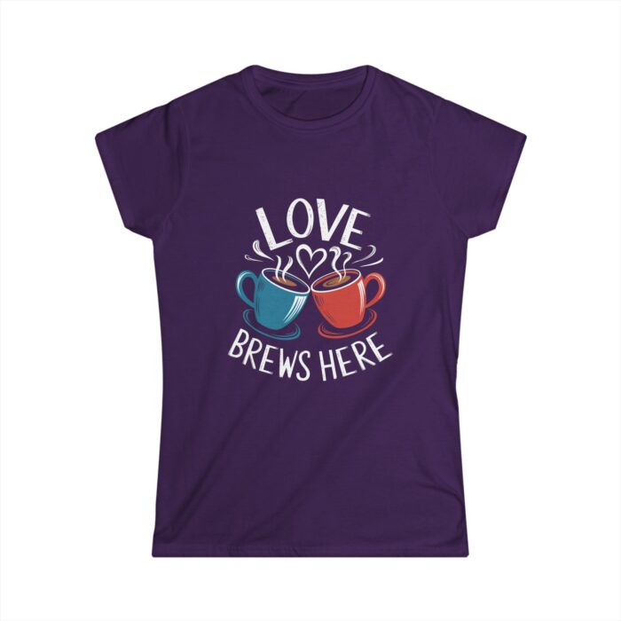 Love Brews Here Women's T-Shirt | Cute Coffee Lovers Valentine's Day Shirt | Romantic Couple Gift Tee - Image 4