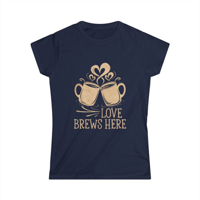 Love Brews Here Women's T-Shirt | Rustic Coffee Lovers Shirt | Romantic Valentine's Gift Tee - Image 4