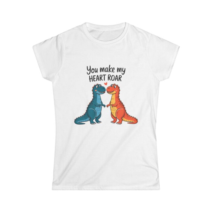 Heart Roar Dinosaur Women's T-Shirt - Romantic Women's Valentine's Day Tee - Image 6