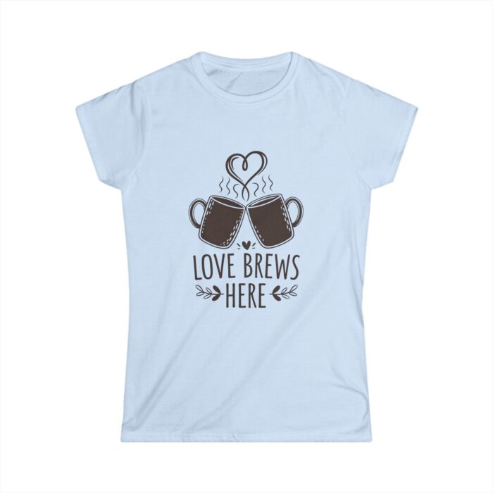 Love Brews Here Women's T-Shirt | Coffee Lover Valentine Shirt | Romantic Couple Gift Tee - Image 3