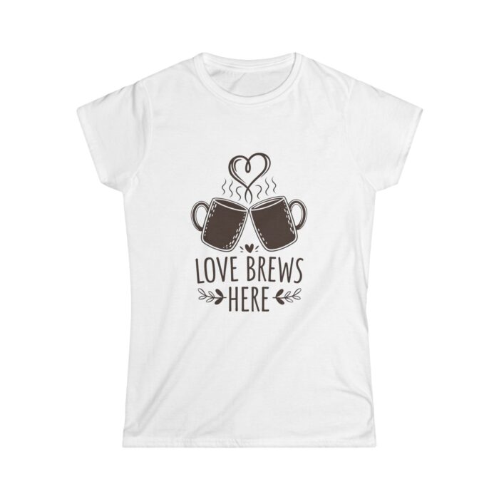 Love Brews Here Women's T-Shirt | Coffee Lover Valentine Shirt | Romantic Couple Gift Tee - Image 5