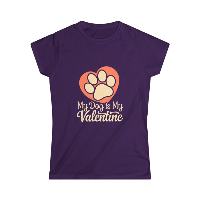 My Dog Is My Valentine Women's T-Shirt | Cute Paw Print Dog Lover Shirt | Pet Owner Valentine Gift Tee - Image 5