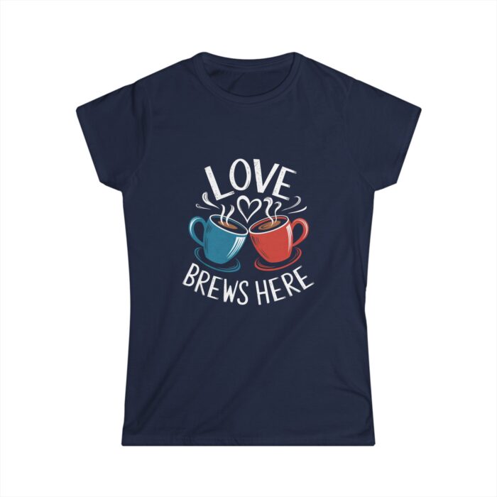 Love Brews Here Women's T-Shirt | Cute Coffee Lovers Valentine's Day Shirt | Romantic Couple Gift Tee - Image 3