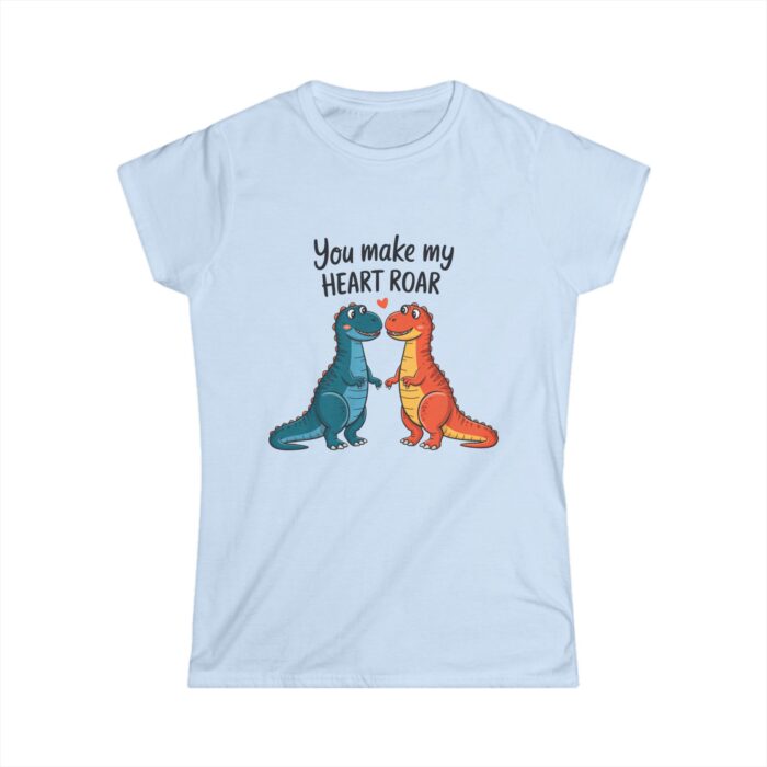 Heart Roar Dinosaur Women's T-Shirt - Romantic Women's Valentine's Day Tee - Image 3