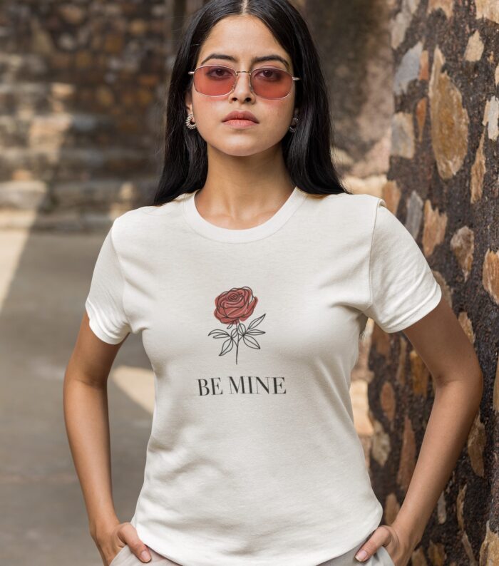 Be Mine Rose T-Shirt | Women's Minimalist Valentine's Day Shirt | Romantic Gift Tee for Her