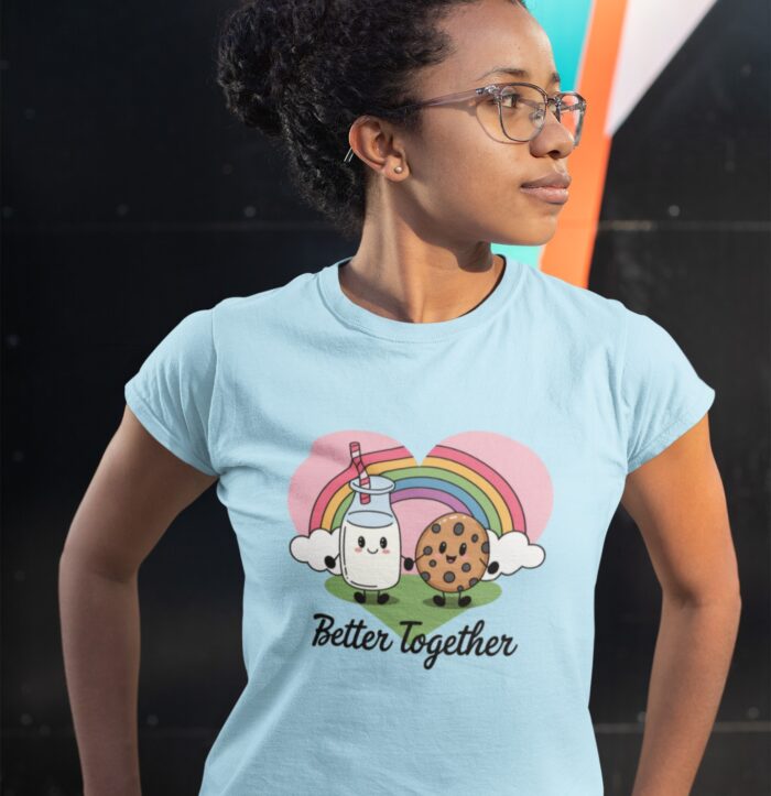 Better Together Milk and Cookie T-Shirt - Cute Kawaii Valentine's Day Graphic Tee for Couples or Friends