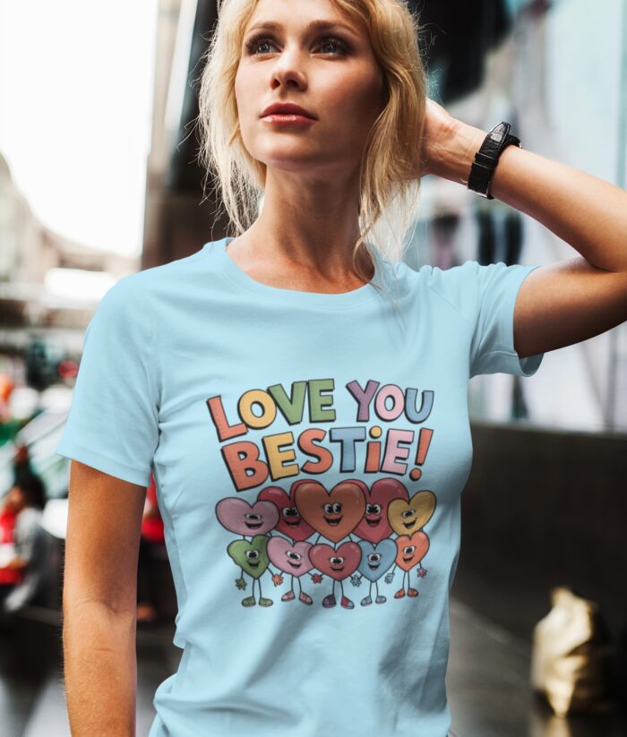 Love You Bestie Women's T-Shirt | Cute Valentine's Day Shirt for Friends | Best Friend Gift Tee