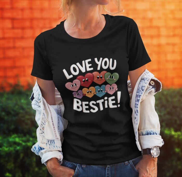 Love You Bestie Women's T-Shirt | Valentine's Day Shirt for Friends | Cute Best Friend Gift Tee