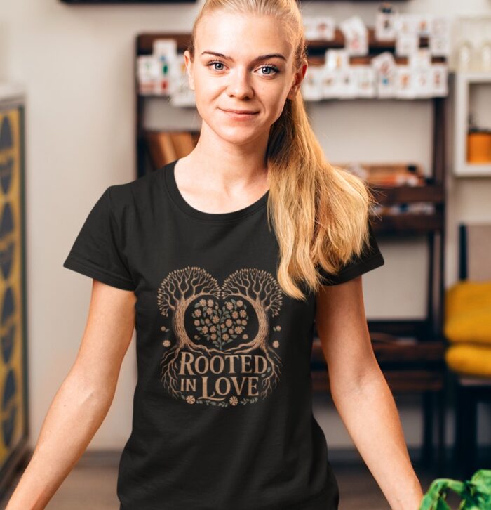 Rooted in Love Women's T-Shirt | Romantic Tree Heart Design Shirt | Valentine's Day Gift Tee