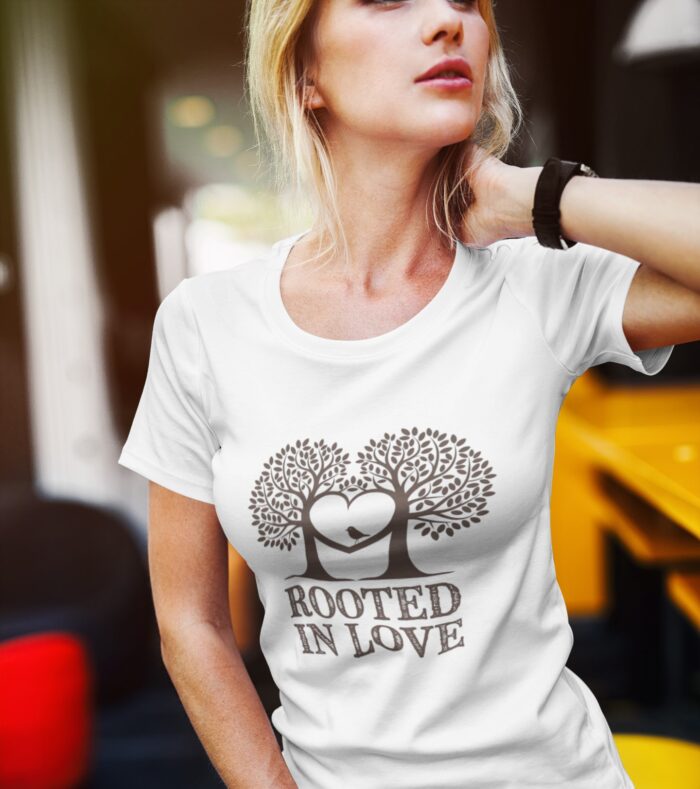 Rooted in Love Women's T-Shirt | Romantic Valentine's Day Shirt | Tree Heart Design Gift Tee