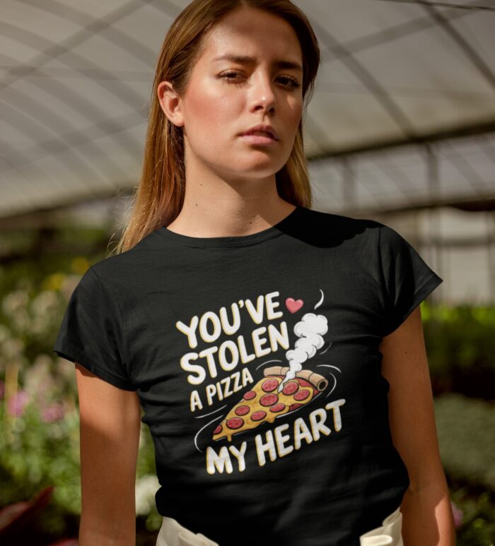 You've Stolen a Pizza My Heart Women's T-Shirt | Funny Foodie Valentine Shirt | Cute Romantic Gift Tee